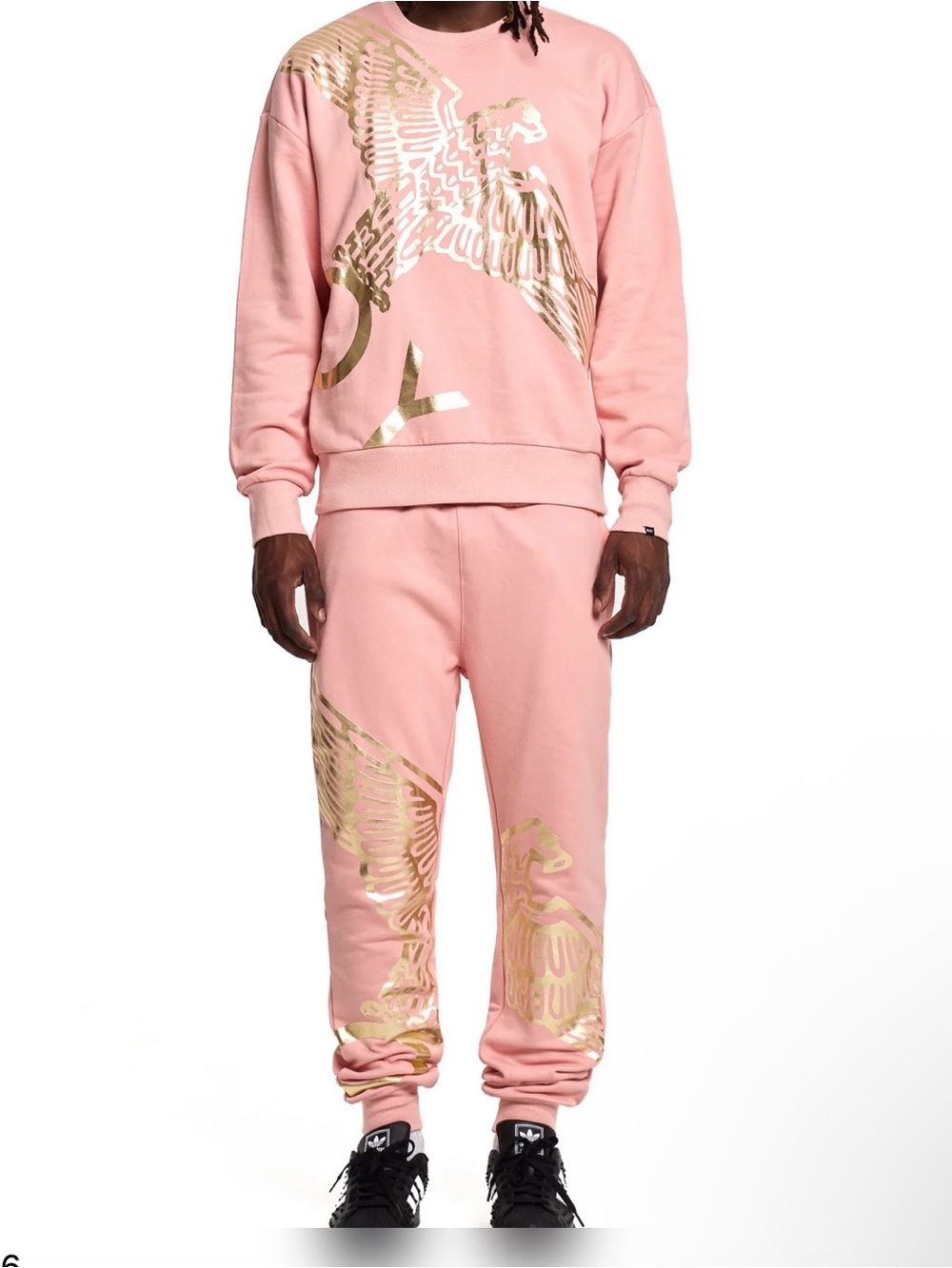 Men's Pink Joggers with Metallic Gold Graphic